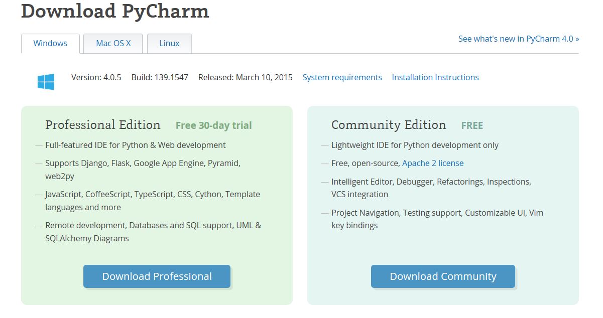 IMG: PyCharm Versions.jpg